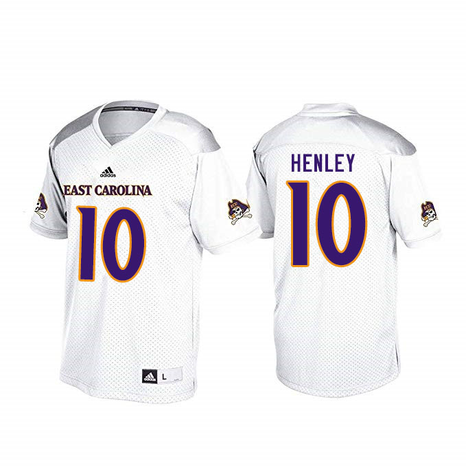 Men #10 Leroy Henley ECU Pirates College Football Jerseys Sale-White - Click Image to Close